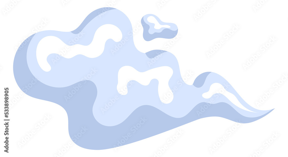 Flying cloud. Windy weather symbol in cartoon style