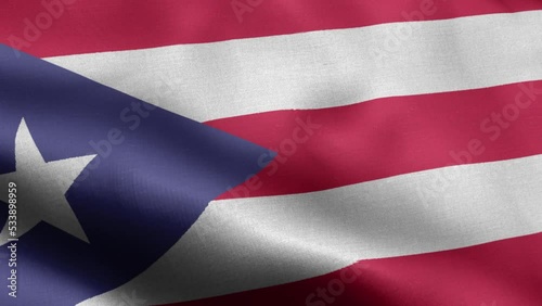Flag Of Puerto Rico - Puerto Rico Flag High Detail - National flag Puerto Rico wave Pattern loopable Elements - Fabric texture and endless loop - Highly Detailed Flag - The flag of fluttering in the photo