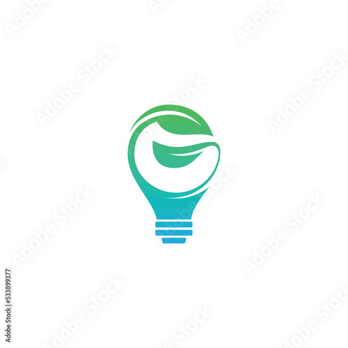 Simple bulb nature G logo template design vector