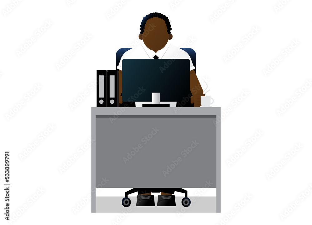 Business personsitting at the desk isolated on transparent background Business personsitting at the desk isolated on transparent background
