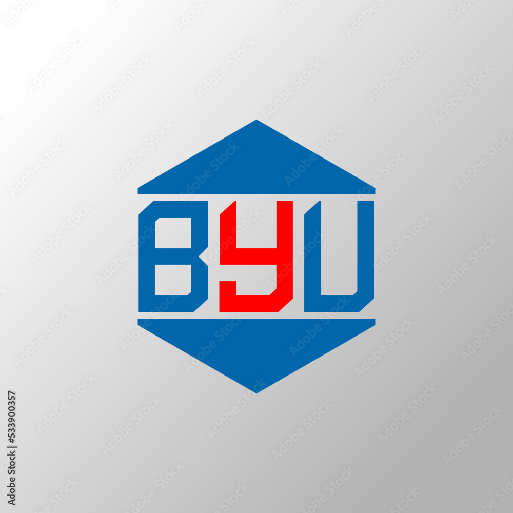 BYU hexagon vector logo template on white background BYU polygon logo BYU hexagon vector logo template on white background BYU polygon logo