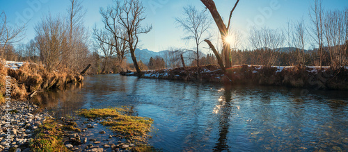 Leitzach riverbed in november, bavarian landscape photo