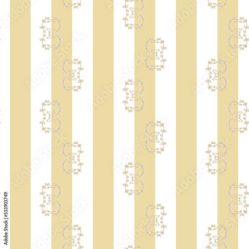 Vector Victorian Garden Flora with Stripes in Pastel Colors seamless pattern background. Perfect for fabric, scrapbooking and interior design projects.