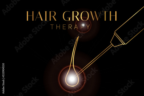 Hair Growth Therapy Black and Gold Elegant Illustration