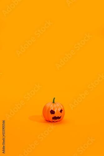 Halloween Pumpkin isolated on orange background. 3d illustration