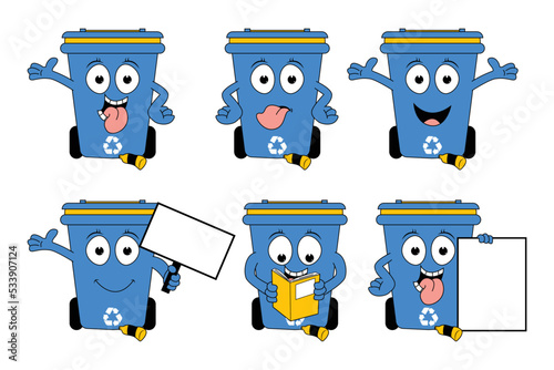 cute recycling bin cartoon illustration