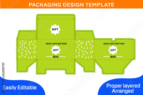 PACKAGING DESIGN TEMPLATE FOR SNAP LOCK BOTTOM GIFT BOX