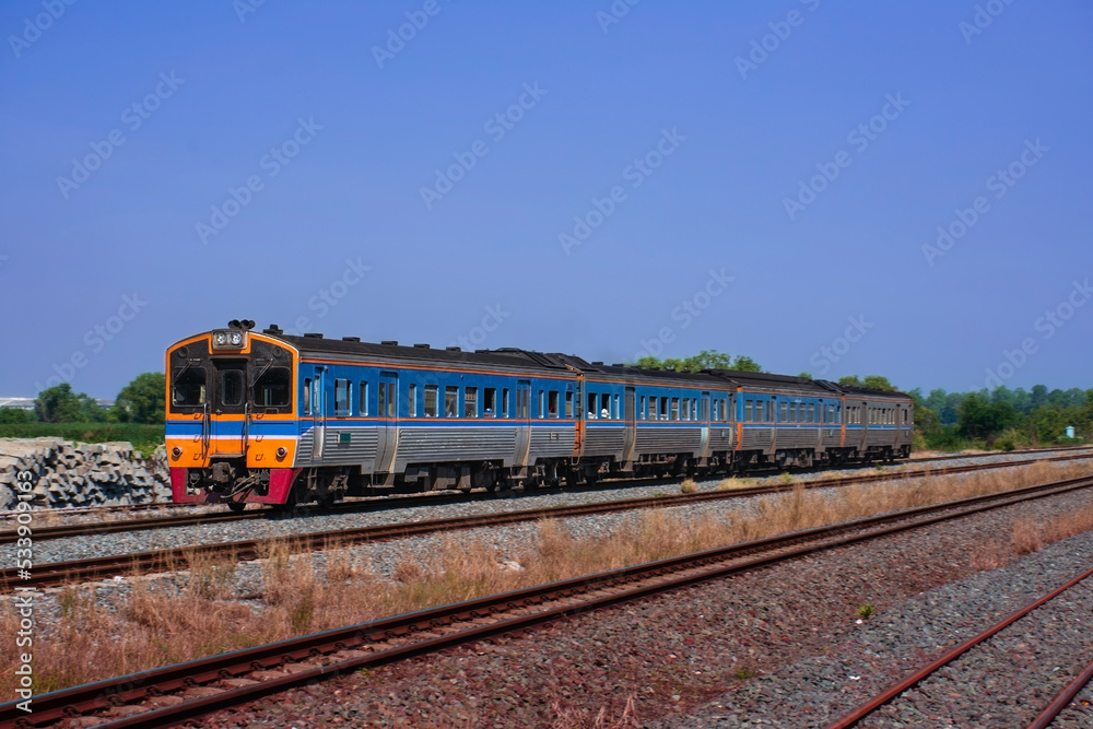 Fototapeta premium Diesel railcar on the railway.