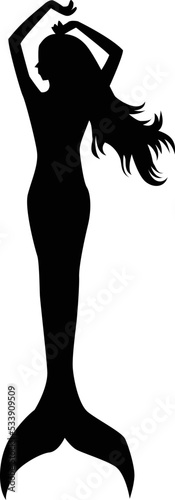 mermaid silhouette vector illustration on white background