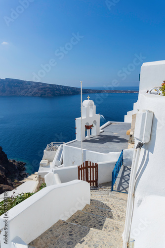Traditional cycladic architecture in the Oia village on Santorini island, Greece