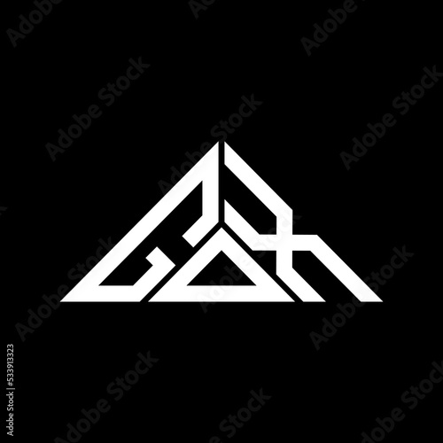 GOX letter logo creative design with vector graphic, GOX simple and modern logo in triangle shape. photo