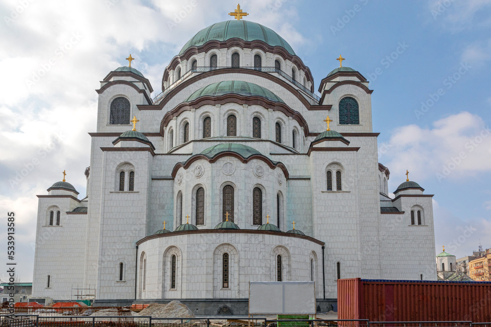 Obraz premium Saint Sava Church Construction
