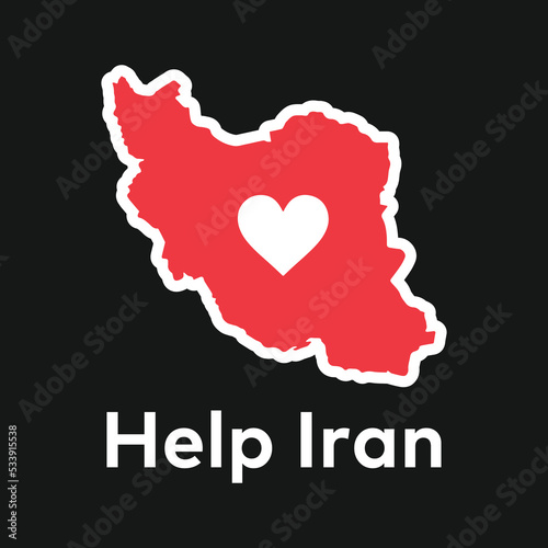 Support Iran vector icon. Isolated help Iran  Islamic republic sign sticker design.