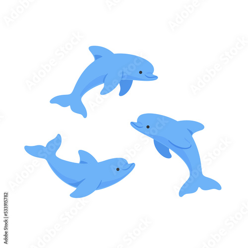 Cartoon dolphin  cute character for children. Vector illustration in cartoon style for abc book  poster  postcard.