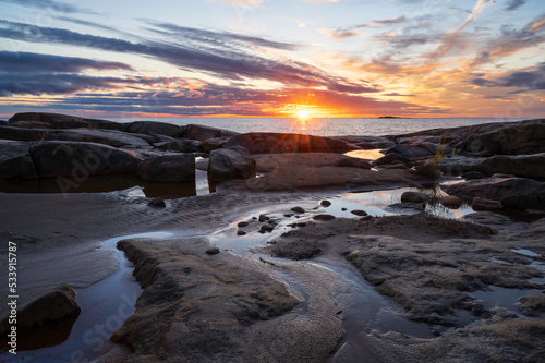 sunset on the beach. Fäboda, Finland