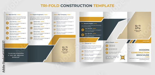 Creative trifold corporate construction brochure template design
