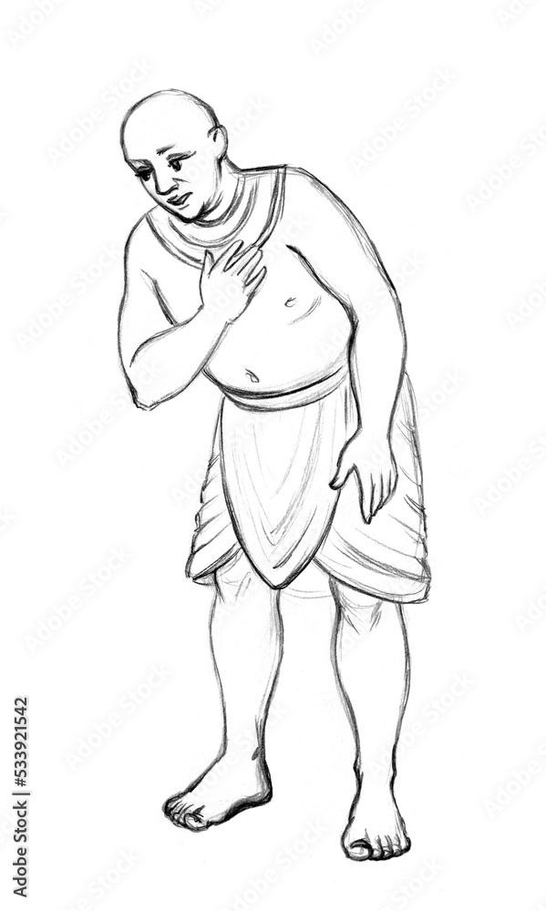 Bald Egyptian servant. Pencil drawing Stock Illustration Adobe Stock