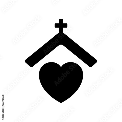 Homeless Shelter Silhouette Icon. Volunteer House for Help Homelessness People or Animal Black Pictogram. House for Homeless and Poor Icon. Charity Concept. Isolated Vector Illustration