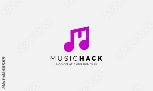 Modern Music MH Letter Logo design icon