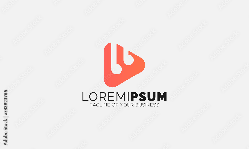 Obraz premium Logo design template Music. Logo headphone with play button video