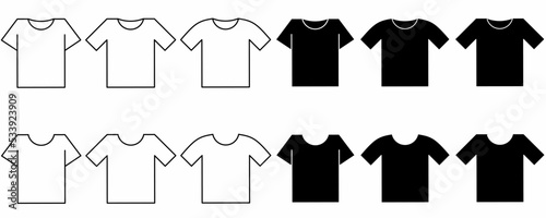 outline Silhouette t-shirt icon set isolated on white background
