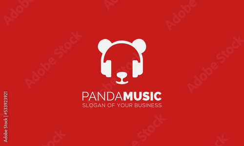 Cute Panda Music Logo Design With Headphones