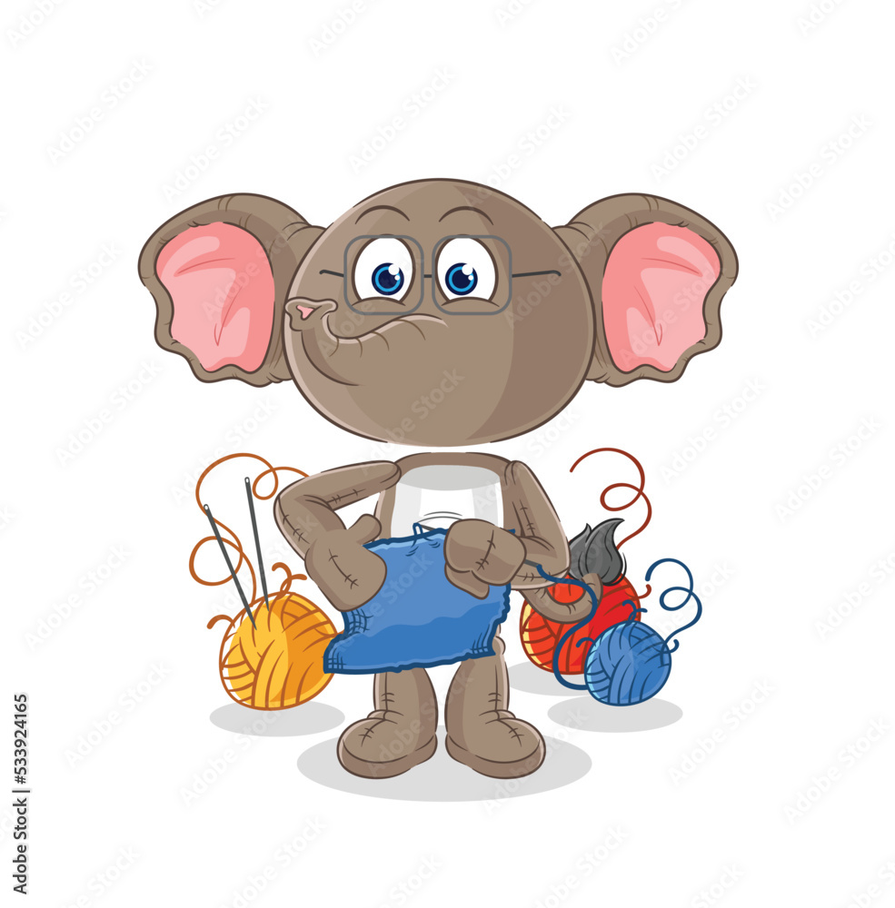 elephant tailor mascot. cartoon vector elephant tailor mascot. cartoon vector