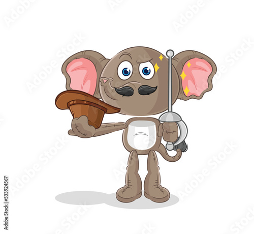 elephant fencer character. cartoon mascot vector