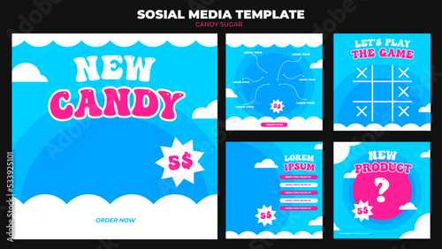 colorfull candy food instagram post template design