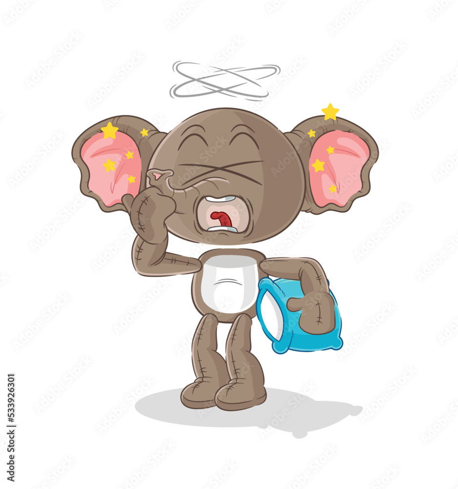 elephant yawn character. cartoon mascot vector elephant yawn character. cartoon mascot vector