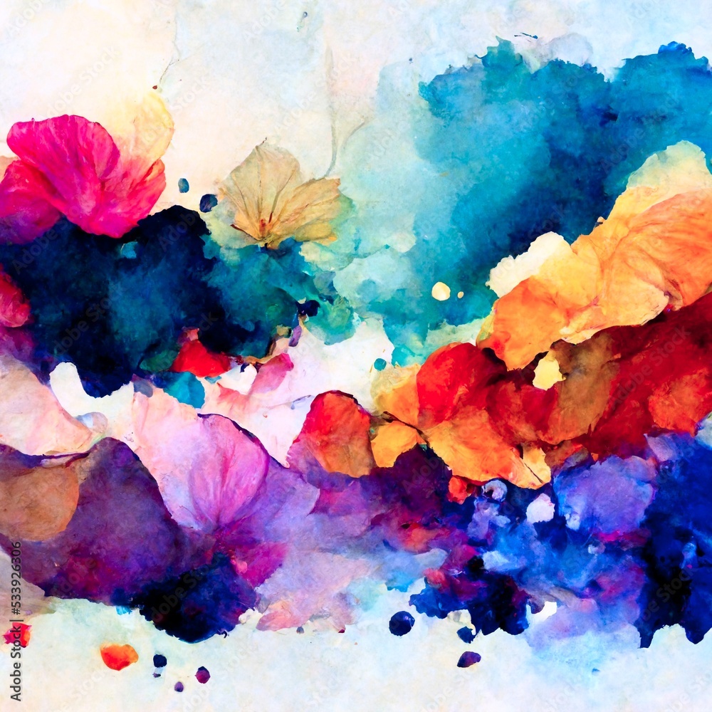 Abstract watercolor background. Colorful watercolor painting with brush and paper texture