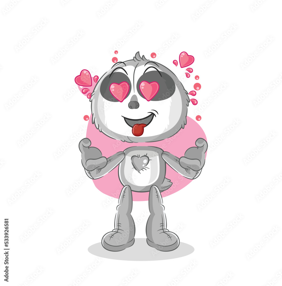sloth fallin love vector. cartoon character sloth fallin love vector. cartoon character