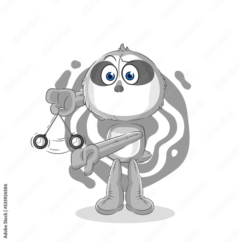 sloth hypnotizing cartoon. cartoon mascot vector sloth hypnotizing cartoon. cartoon mascot vector
