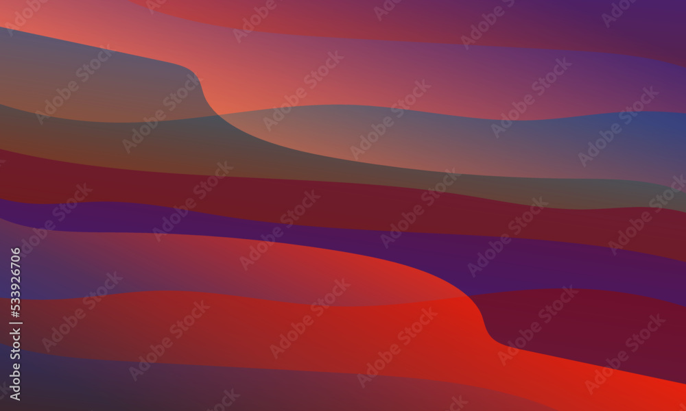 Naklejka premium Abstract Colorful Gradient Wave Landscape Red Purple Background