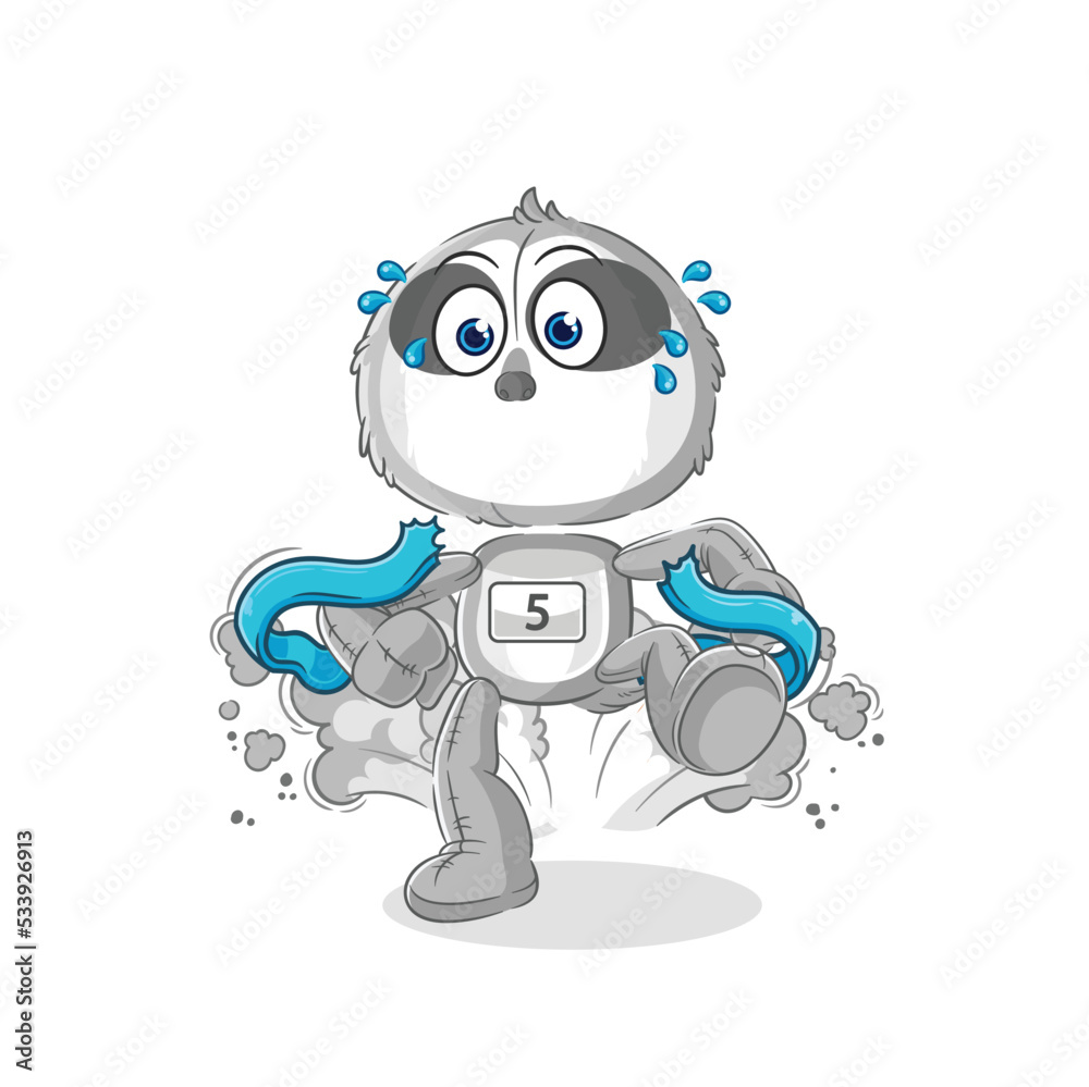 sloth runner character. cartoon mascot vector sloth runner character. cartoon mascot vector