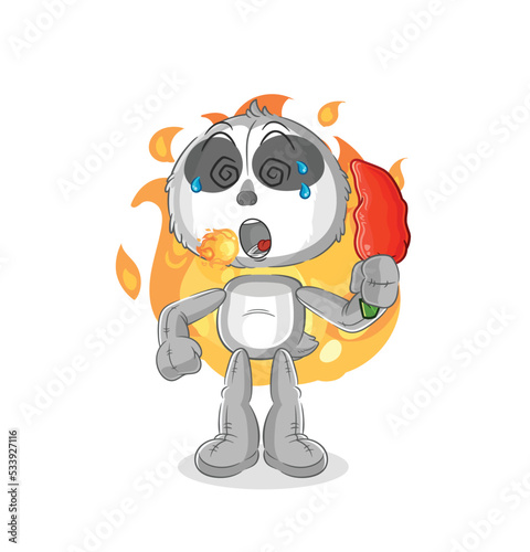 sloth eat hot chilie mascot. cartoon vector