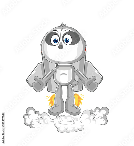 sloth with jetpack mascot. cartoon vector