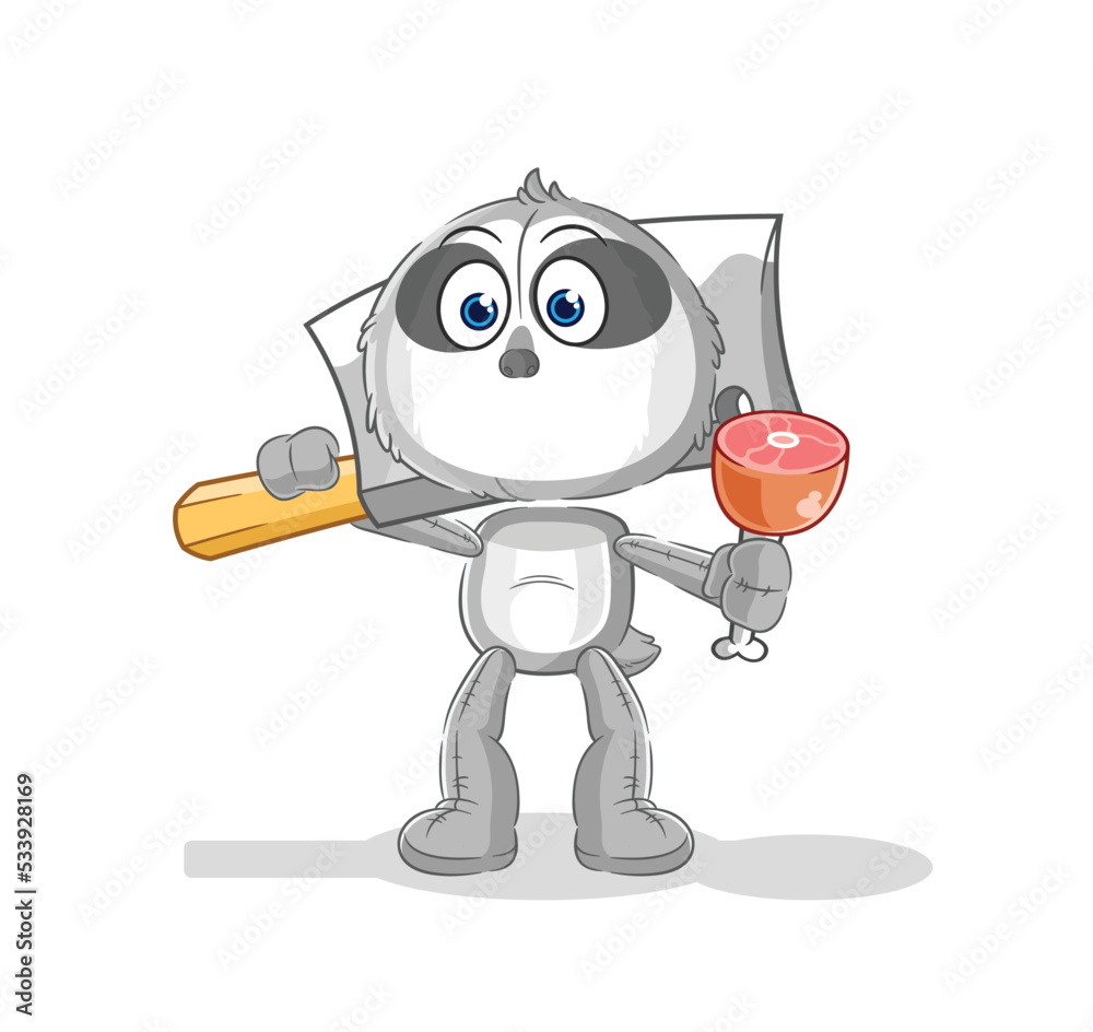 sloth Butcher illustration. character vector