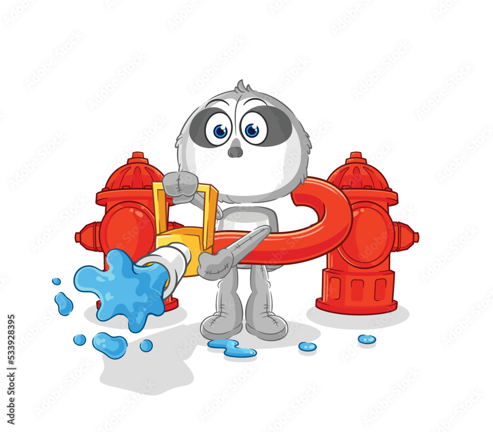Fototapeta premium sloth firefighter vector. cartoon character