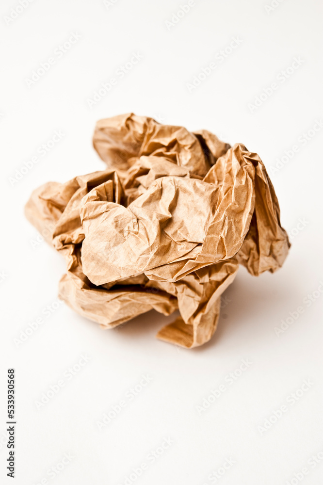 ball of crumpled paper isolated