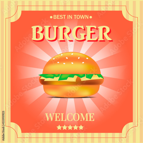 Burger banner on red background