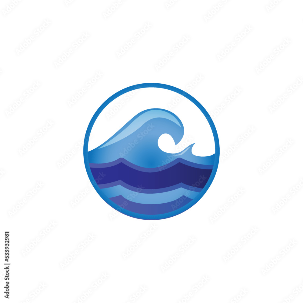 Circle ocean wave logo concept design Circle ocean wave logo concept design