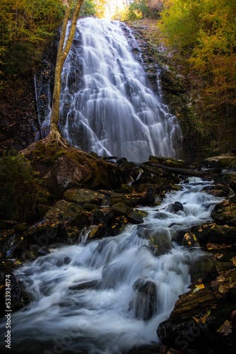 Scenic shot of the Crabtree Falls in the Blue Ridge Mountains of North Carolina