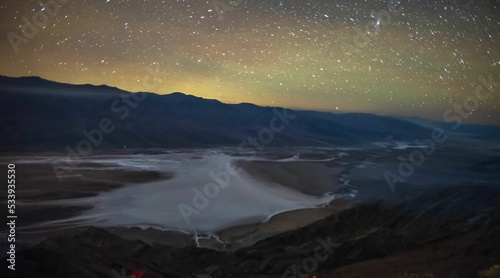 Night time and dark sky over death valley photo