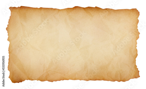 Paper vintage background. Recycle brown paper crumpled texture, Old paper surface on transparent background, isolated