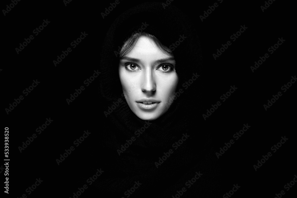 beautiful young woman in hood or hijab.fashion muslim style girl