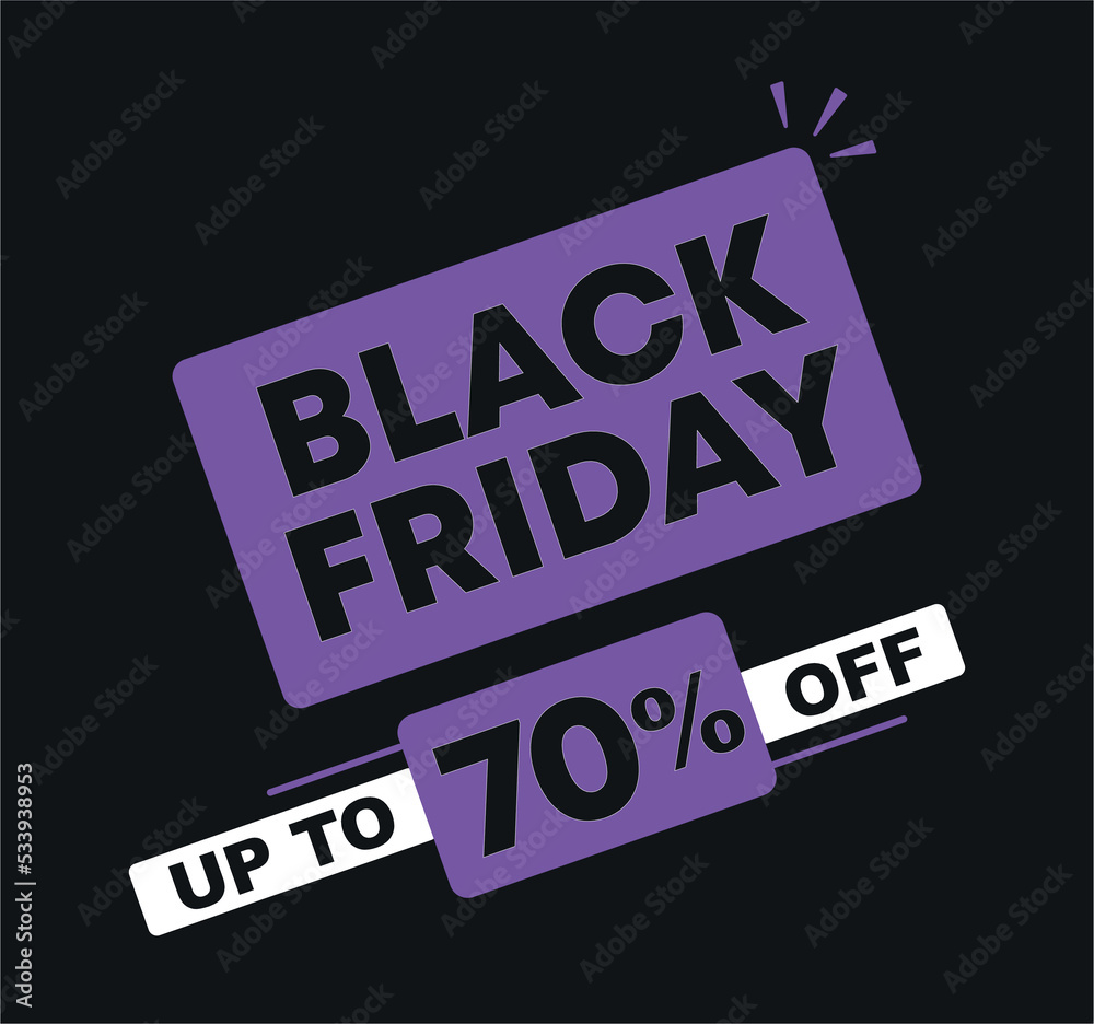 Obraz premium 70% off. Vector illustration Black Friday. Promo, offer, sale for retail, store