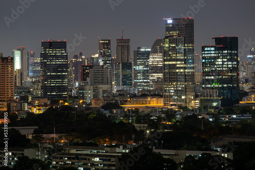 city skyline at night Bangkok