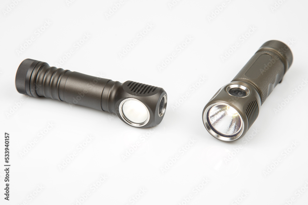 different lanterns flashlight on a white background. item for camping and household life. different lanterns flashlight on a white background. item for camping and household life.