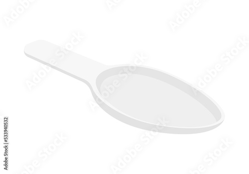 Empty dosage spoon for baby cough syrup or mixture. Measuring spoon for oral liquid medicine isolated on white background. Vector cartoon illustration.